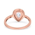 thumbnail image 3 of Rose Tone, Simulated Cubic Zirconia Size-10 Teardrop Pear Art Deco Wedding Bridal Engagement Ring 925 Sterling Silver, 3 of 7