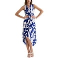 thumbnail image 2 of INSPIRE CHIC Women's Sundress Floral Sleeveless Deep V Neck Irregular Hem Midi Dresses S Blue, 2 of 6