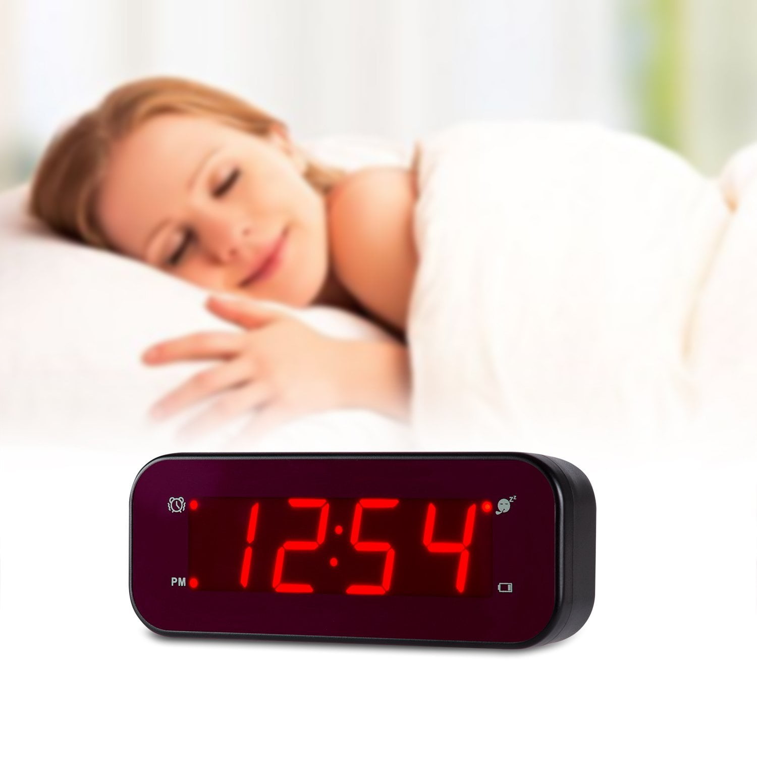 Timegyro Chaorong LED Alarm Clock Easy Setting and Battery Operated Only Big Red Digits for Bedroom/Living Room/Travel Black 
