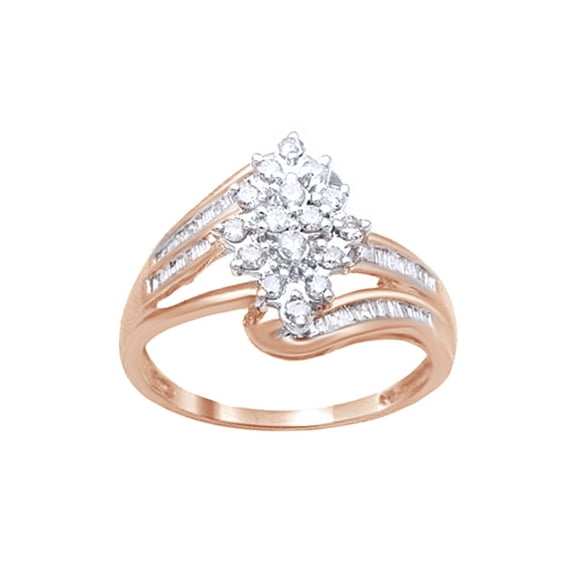 AFFY White Natural Diamond Cluster Ring In 10k Rose Gold (0.5 Cttw)