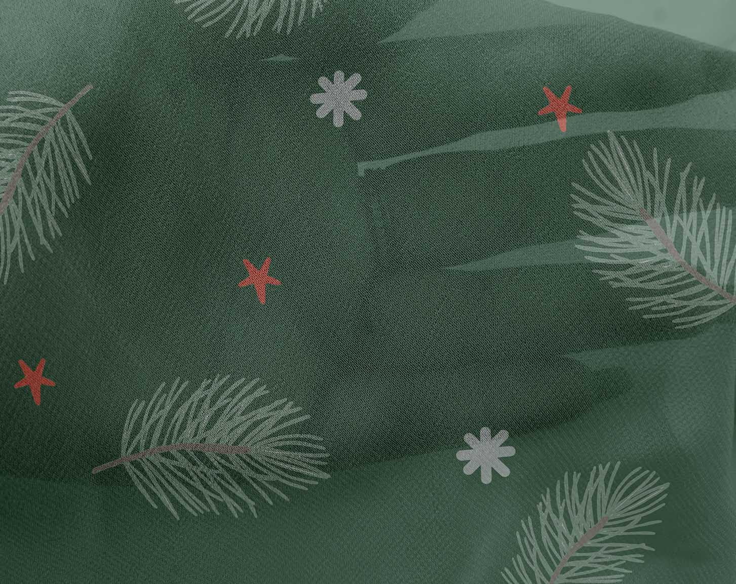 oneOone Georgette Viscose Forest Green Fabric Christmas Feather Diy Clothing Quilting Fabric Print Fabric By Yard 42 Inch Wide