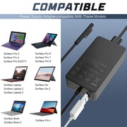 65W Laptop Charger Compatible with Microsoft Surface Pro 9,8,7+,7,6,5,4,3,X,10,Surface Book 3,2,1,Surface Go 3,2,Surface Laptop Studio,Support 44W,36W,24W Surface Charger
