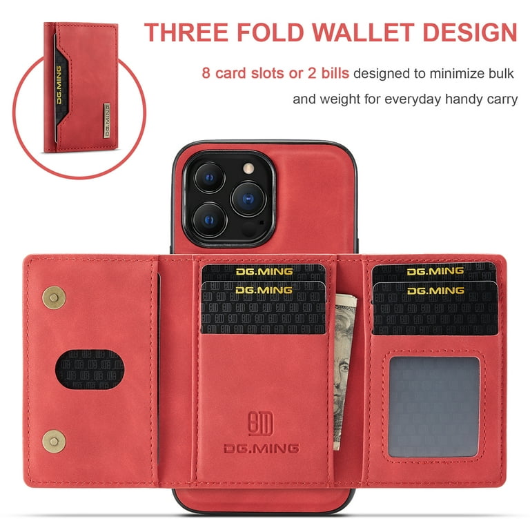 Leather Tri-Fold Wallet Case for iPhone 15 Pro Max - Premium Full