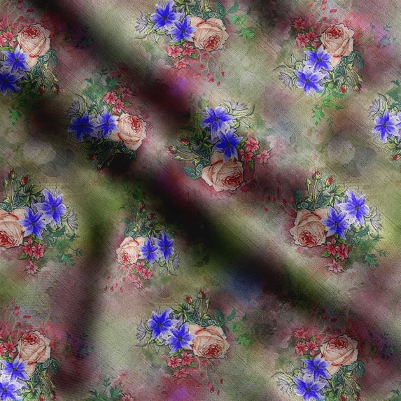 Soimoi Floral Print,Cotton Cambric, Quilting Fabric Sold by The Yard 42 Inch Wide, Medium Weight Cotton Fabric, SewingSupplies, Multicolor