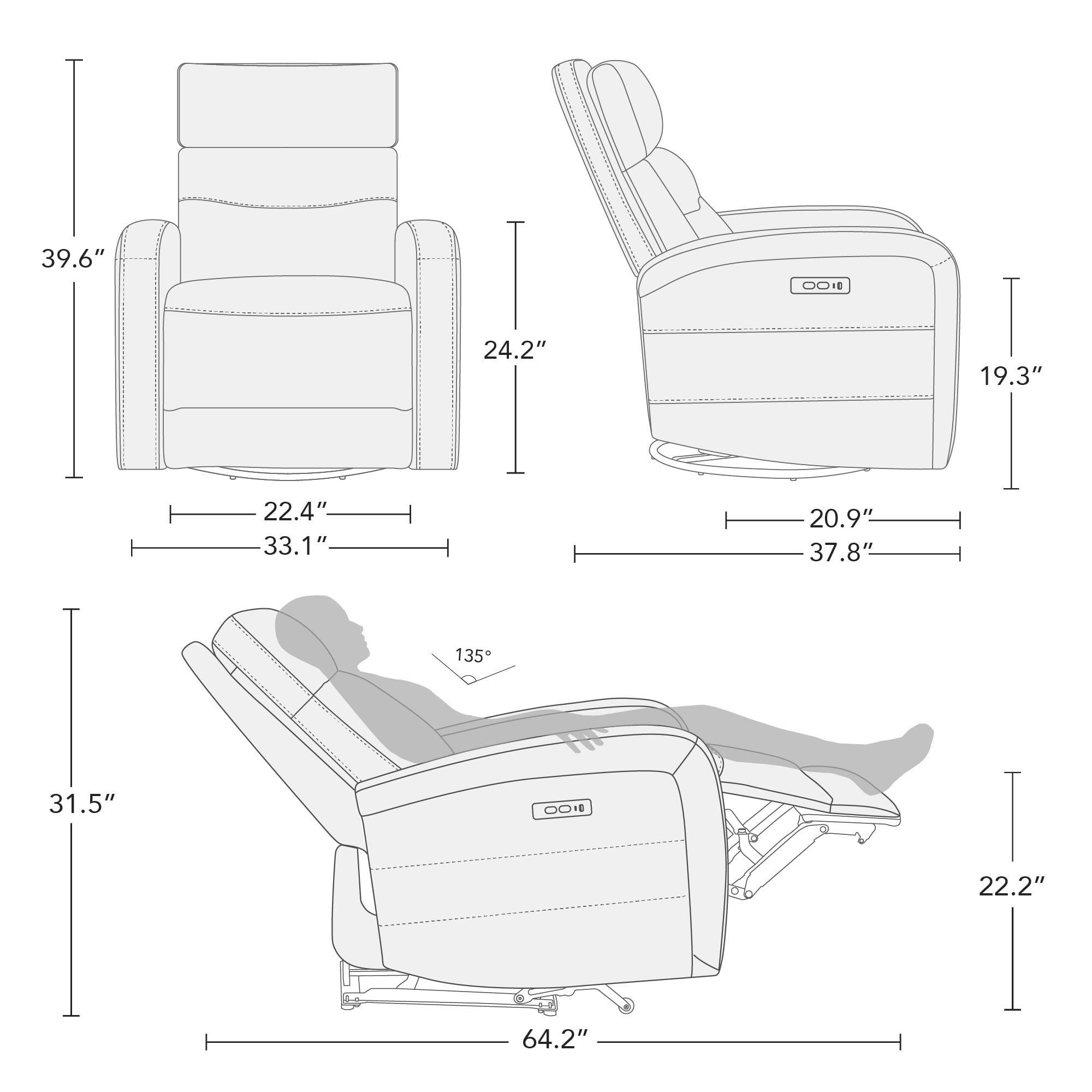 CHITA Power Glider Recliner Chair, 270° Swivel Recliner with Power Headrest for Nursery, Faux Leather in Cream