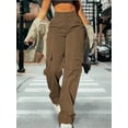 thumbnail image 6 of Women’s High Waisted Multi-Pocket Cargo Work Pants – Y2K Wide Leg Casual Straight Fit, Plus Size Available, 6 of 7