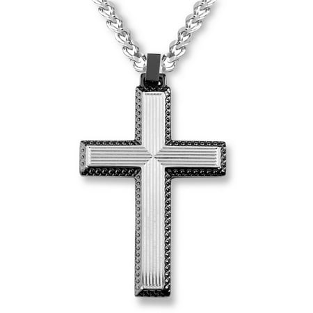 Crucible Two-Tone Stainless Steel Textured Cross Pendant