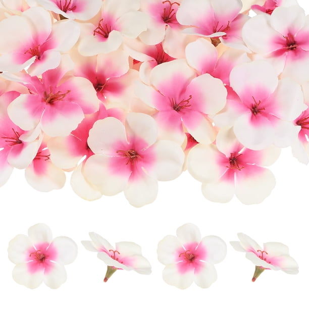 Uxcell 50-Pack Cabezas de Flores de Orquídea Artificial, 2.17"/ 5.5cm Flores de Orquídea Falsas de Seda para Manualidades DIY, Rosa+Blanco