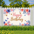 thumbnail image 5 of Floral Design Happy Birthday Banner Butterfly Decoration Elegant Flowers Whimsical Theme for Birthday Celebration Indoor Decoration Party Backdrop, 5 of 7