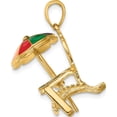 thumbnail image 2 of 14K Yellow Gold 3-D With Enamel Umbrella Beach Chair Charm (21.5 X 16.15) Made In United States k6828, 2 of 5