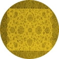 thumbnail image 1 of Ahgly Company Indoor Round Oriental Yellow Traditional Area Rugs, 4' Round, 1 of 4