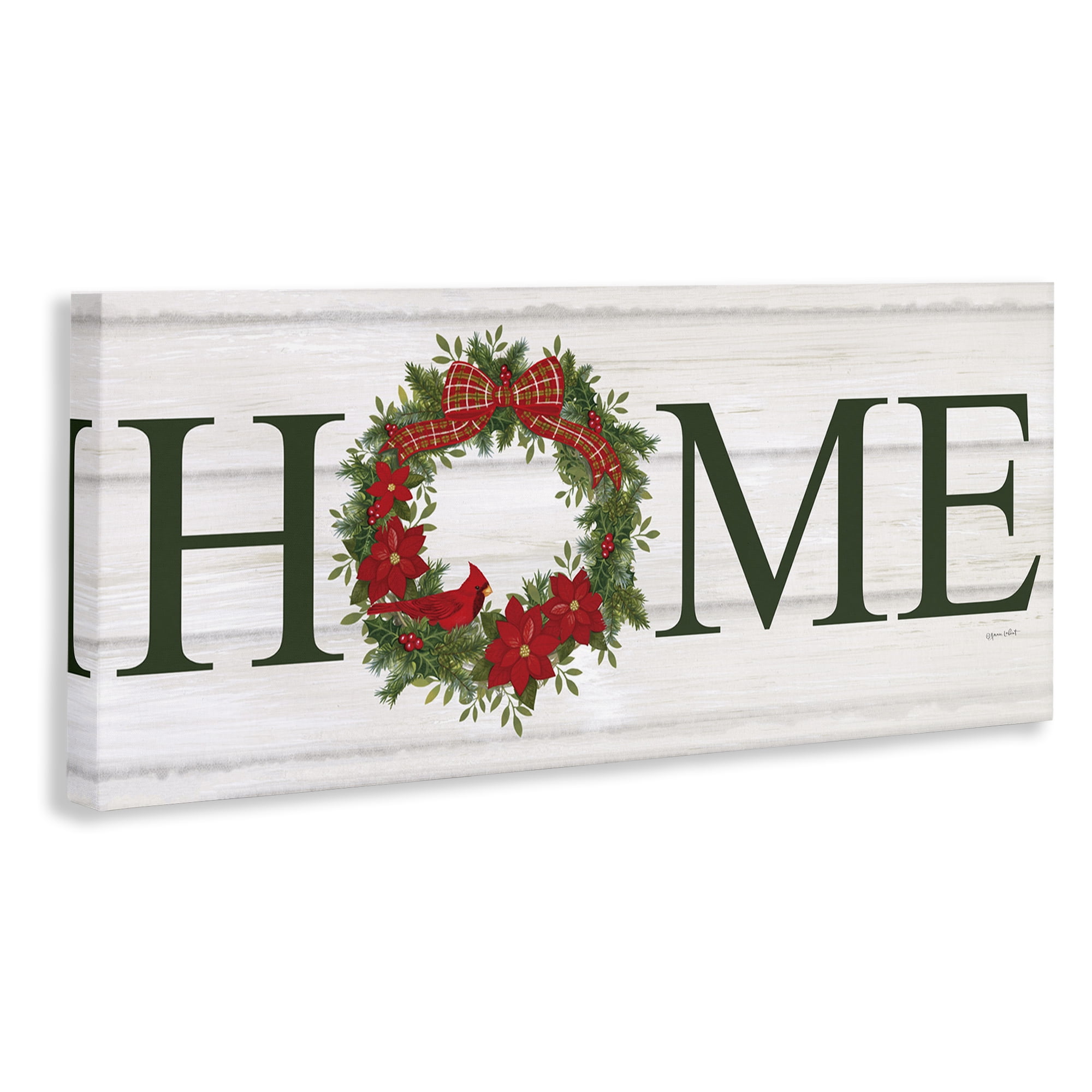 Stupell Industries Home Seasonal Wreath Botanical & Floral Painting Gallery Wrapped Canvas Art Print Wall Art, 40 x 17