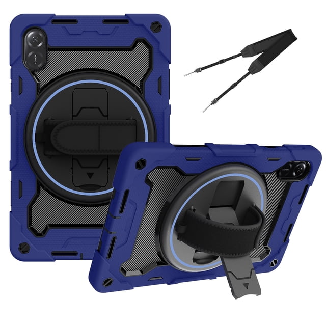 XYX 3in1 Rotating Stand Case for Honor Pad X9 11.5 inch with Hand/Shoulder Strap, Shockproof Rugged, Navy Blue