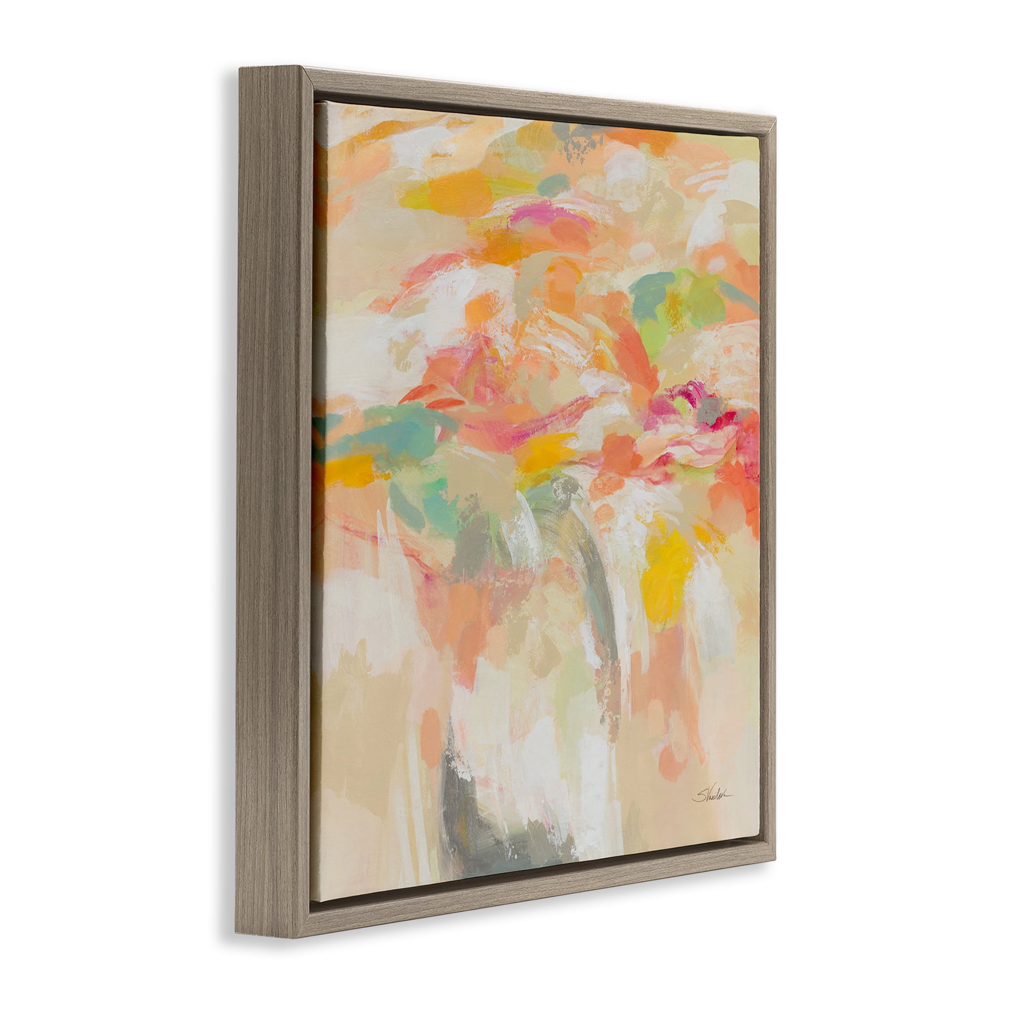 Stupell Industries Summer Solstice Abstraction Abstract Painting Brown Floater Framed Canvas Art Print Wall Art, 25 x 25