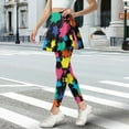 thumbnail image 3 of COEQINE Women Fashion Tennis Skirted Legging with Pockets Elastic Breathable Comfy Yoga Leggings with Skirts Colorful Splash Print High Waist Golf Skirts with Leggings, 3XL, 3 of 7