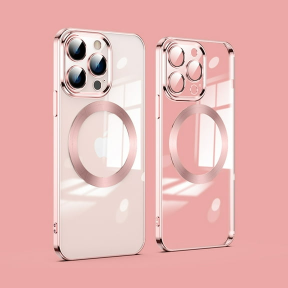 TECH CIRCLE iPhone 13 Pro Max MagSafe Case with Camera Lens Protector,Full Protection Clear Magnetic Case Compatible with MagSafe Anti-Scratch Cover for Apple iPhone 13 Pro Max 6.7" 2021,Rosegold