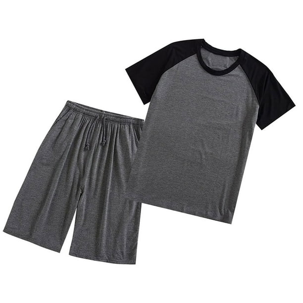 Sonducket 1 Juego de ropa de dormir de tela para hombre, pijama de manga corta de repuesto informal de cuello redondo, pijamas de ejercicio para dormir de Pijama XXL Sonducket AP019078-03