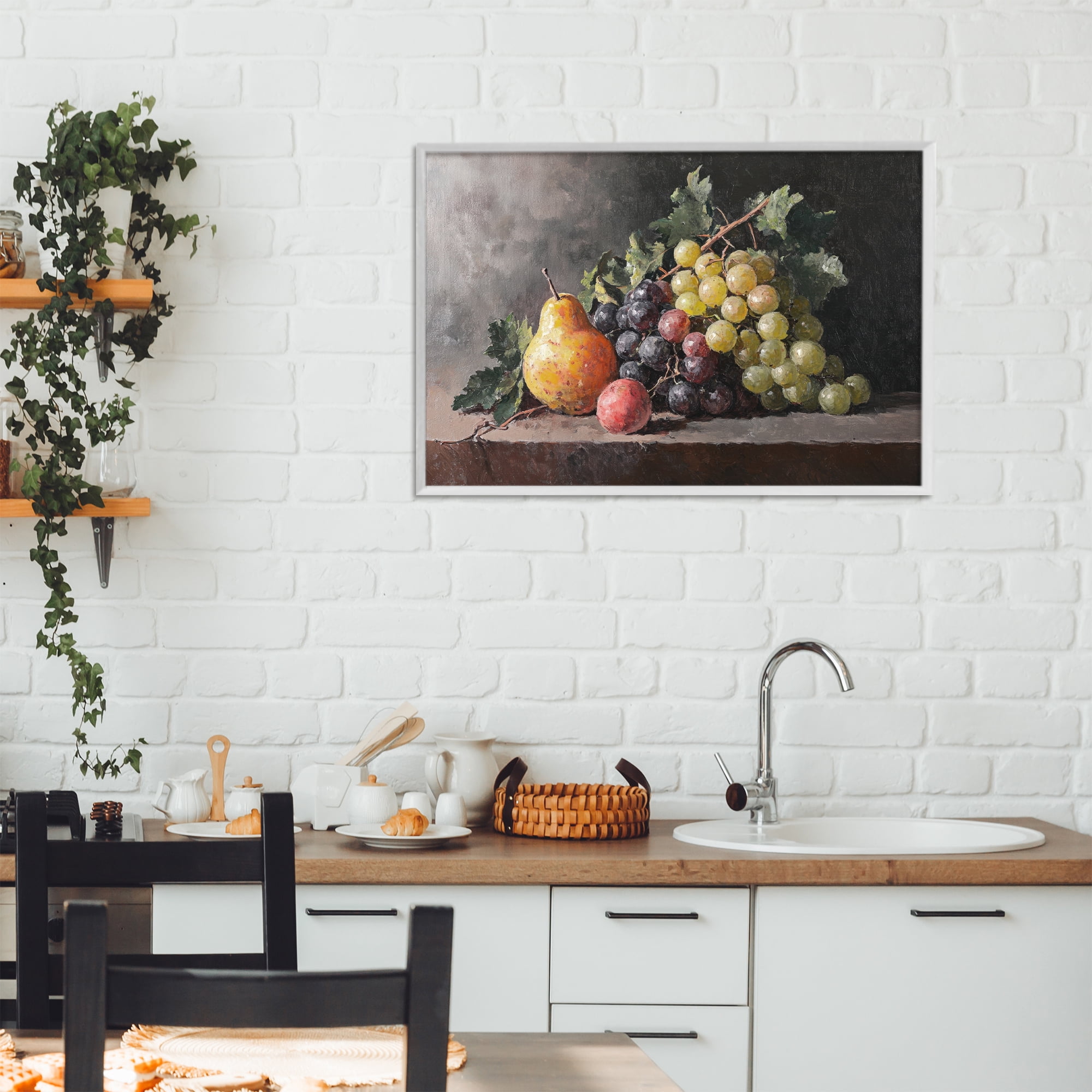 Stupell Industries Bountiful Fruit Classic Still Life White Framed Giclee Art, design by Petal Prints Design