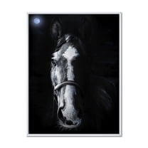 Designart 'Portrait of Horse Staring Sinister' Farmhouse Framed Canvas Wall Art Print