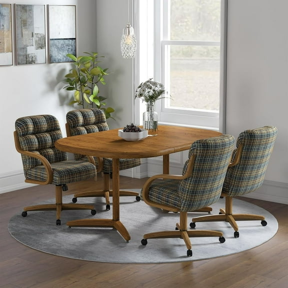 Chromcraft 5-Piece Dining Table Set for 4, Expandable Table with 4 Swivel-Tilt Caster Chairs for Kitchen & Dining Room (Rumley Galaxy)