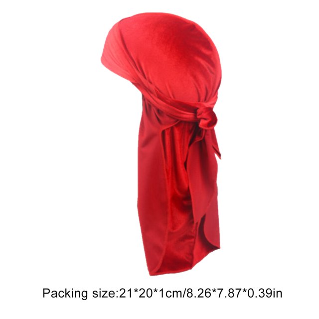 Baohd Velour Headwraps Assorted Colors Long Tail Pirate Hat Windproof Single Layer Attractive Elasticity Comfortable Hair Bonnet Red