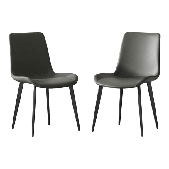 FFZ Modern Dining Chair Set of 2 with Faux Leather Cushion and Metal Legs, 22.83 x 20.08 x 32.87 inch, Grey