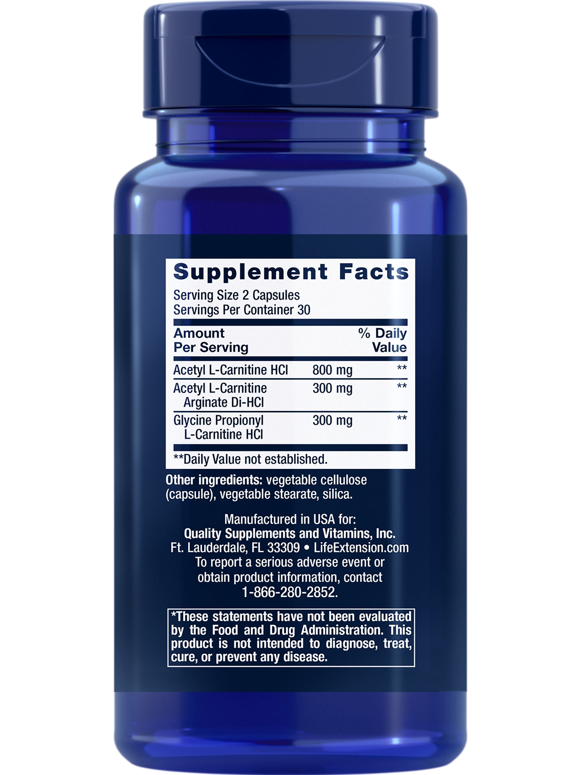 Life Extension Optimized Carnitine, three forms of L-carnitine, promotes heart & brain health, gluten free, non-GMO, vegetarian, 60 capsules