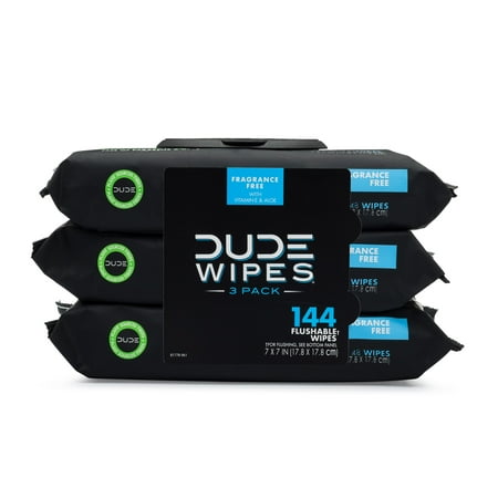 Dude Wipes Fragrance Free Flushable Wipes - 3pk/48ct
