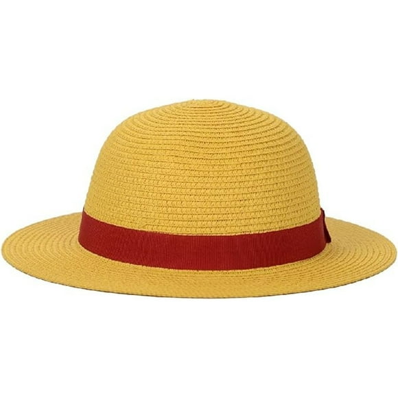 One Piece Straw Hat - Luffy Cosplay Hat for Men, Summer Sun Protection Accessory (Yellow)