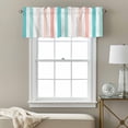 thumbnail image 3 of Coral Red Aqua Stripes Valance Curtain Minimalist Abstract Vertical Striped Window Valances Rod Pocket Short Curtains Window Treatments for Kitchen Bedroom Bathroom Laundry 60" x 18", 3 of 9