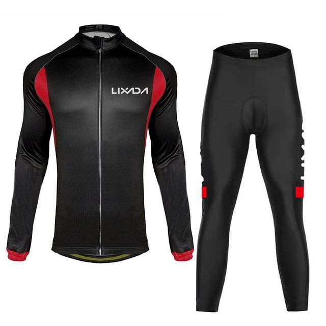Lixada Ciclismo Conjunto de tela Traje deportivo para hombre Otoño invierno Mangas largas Ciclismo J Lixada Conjunto de paño de ciclismo