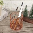 thumbnail image 3 of Multifunctional Stainless Steel Hollow Round Pen Holder Desktop Organizer Chopsticks Storage Container( Rose Gold ), 3 of 8