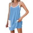 thumbnail image 3 of QATAINLAV Robe de Tennis Athlétique pour Femmes Robe d'Entraînement Sportive Mini avec Short Intégré Sans Manches à Bretelles Spaghetti Combinaison Robe de Golf avec Poche Bleu TTG Soldes Aujourd'hui chez Walmart, 3 of 8