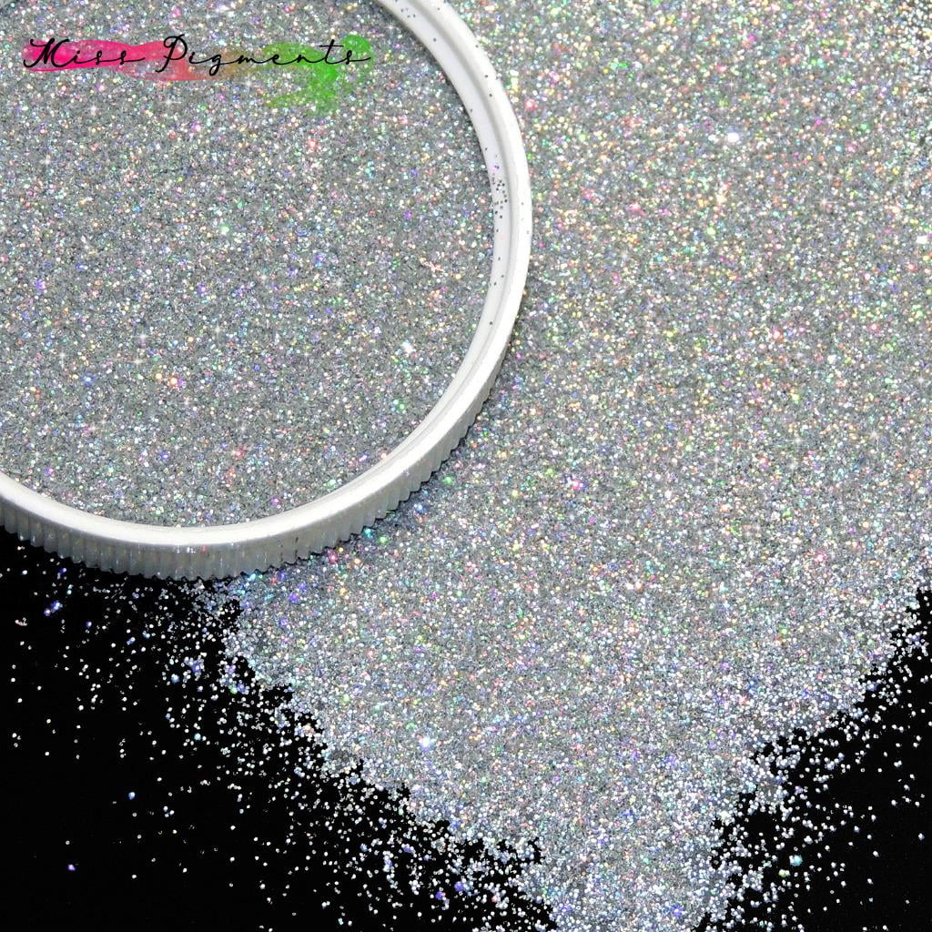 MISS PIGMENTS Extra Fine Glitter / Ultra Fine SILVER HOLOGRAPHIC GLITTER 1/128" .008" 0.2MM for Nail Art Craft Makeup Paint Pen Escarcha Para Manualidades