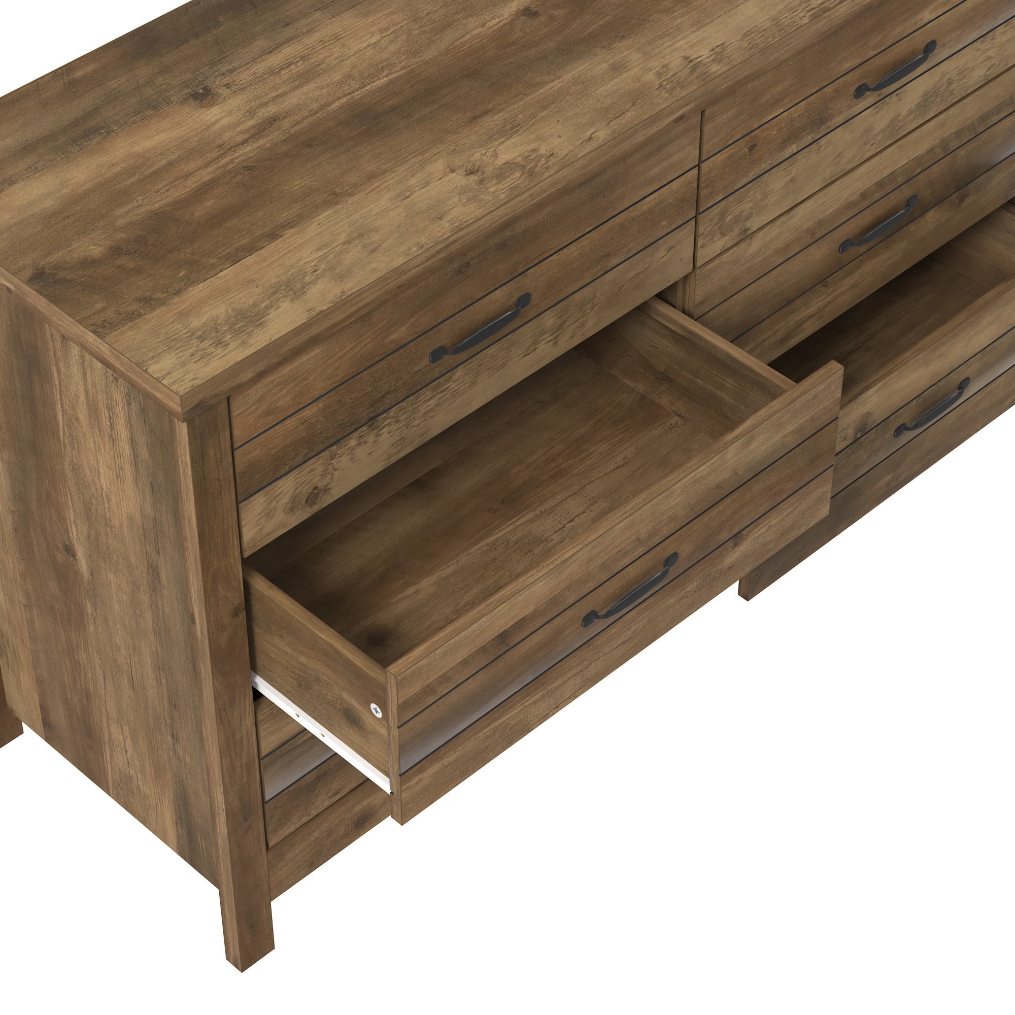 Lancaster Wood 6 Drawer Dresser, Knotty Oak, by Hillsdale Living Essentials
