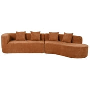 Harper & Bright Designs Modern Curved Floor Sofa Set, Modular Sectional Sponge Couch for Living Room, 2 PC Free Combination No Assembly Foam-Filled Sofa, Orange