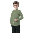 thumbnail image 4 of HOMADLES Boys Button Down Shirts Long Sleeve Lapel Solid School Uniform, Uniform Shirt Army Green 12 Months, 4 of 6