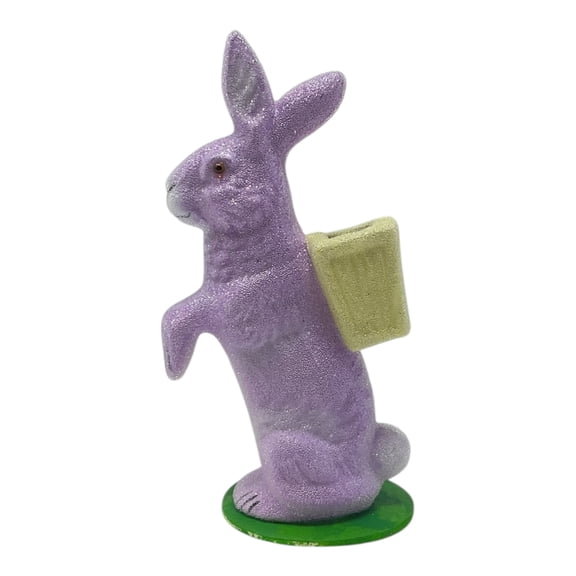 Ino Schaller Beaded Purple Easter Bunny with Basket German Paper Mache