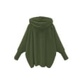 thumbnail image 6 of Women'S Solid Color Long-Sleeved V-Neck Hooded Jacket Casual Loose Plush Buttonless Jacket Army Green XXL, 6 of 7
