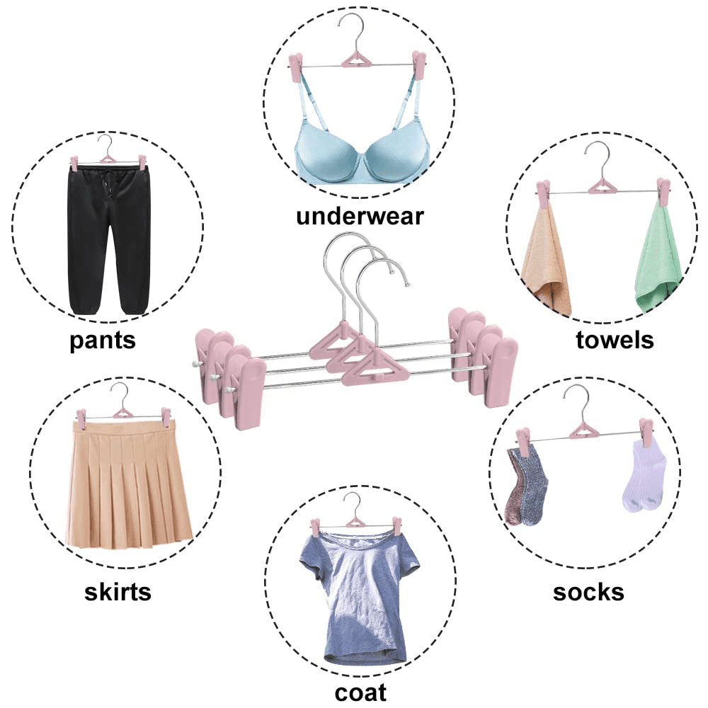 Northern Brothers Space-Saving Adjustable Non-Slip Pants Hangers For Adults & Kids(50-Pack, Pink)