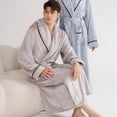 thumbnail image 2 of SWSMCLT Men's Ankle Fleece Bathrobe Chic Chunky Belt Home Comfy Medium Hot Tub Bath Robe Plush Bathrobes Billowy Coffee Small, 2 of 5