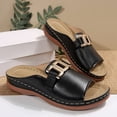 thumbnail image 4 of Xdegoge Women's Flat Slide Sandals Open Toe Summer Shoes Metal Buckle Slip On Casual Beach Vacation Cozy Daily Walking Footwear, 4 of 8