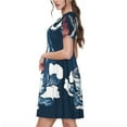 thumbnail image 2 of Haiem Shark Pattern Women's Short-Sleeve Scoop Neck Swing Dress, 2 of 6