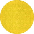 thumbnail image 1 of Ahgly Company Indoor Round Oriental Yellow Traditional Area Rugs, 3' Round, 1 of 4