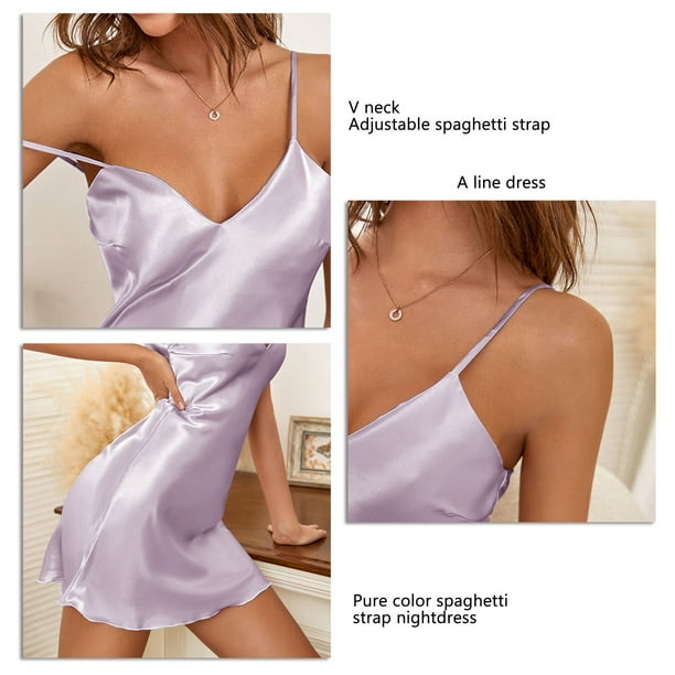 Camisón de Satén con Escote en V para Mujer ANGGREK Otros