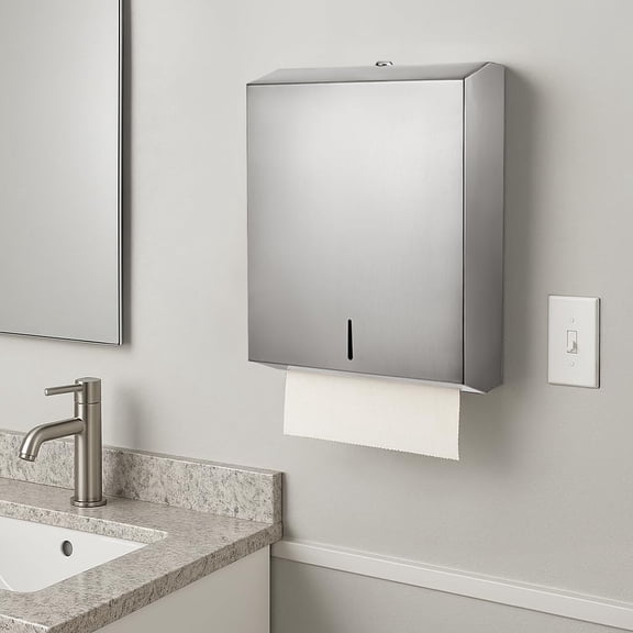 Wall Mount Paper Towel Dispenser, Large Capacity Stainless Steel Hand Towel Holder for Bathrooms and Kitchens, Commercial Dispenser Holds 400 Towels