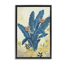 Stupell Industries Blue Birds Of Paradise Botanical & Floral Painting Black Floater Framed Art Print Wall Art, 17 x 25