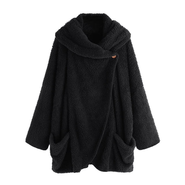 KIHOUT Spring Winter Warm Coat Women's Plush Large Lapel Sleeve Cardigan Sweater Jacket Solid Color Fashion,Size S-5XL