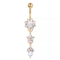 thumbnail image 5 of HOOUN Drop Flower Pendant Navel Ring Crystal Belly Button Ring Body Piercing Jewelry-Silver, 5 of 7