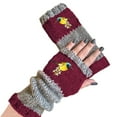 thumbnail image 2 of Gants Mitaines à Moins de 10 $ Rouges Hiver Nouveaux pour Femmes Sans Doigts Tricotés Chauds Demi-Doigt Gants en Laine, 2 of 8
